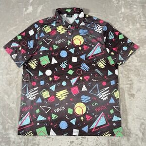 Sunday Swagger Golf Polo Mens 2XL 90's Multi AOP Geometric Performance Stretch
